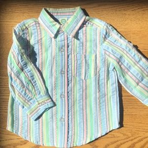 NWOT 12 month infant boys Little Me cotton pastel striped button down shirt